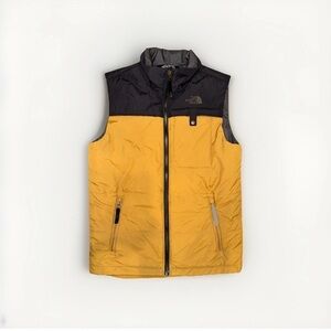 The North Face Vest Jacket Boys Large 14/16 Black Gold Full Zip Lightweight